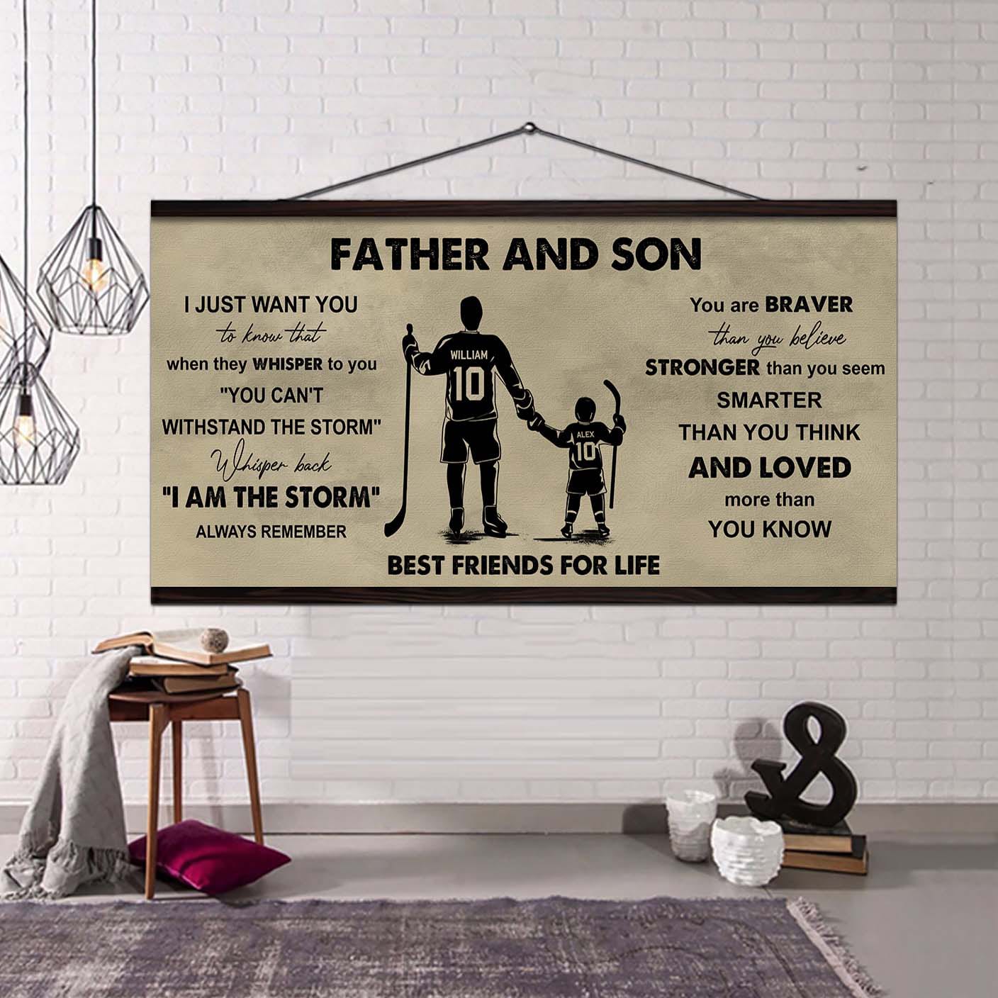 soccer father and son best friends for life - i am the storm poster canvas gift for son from father