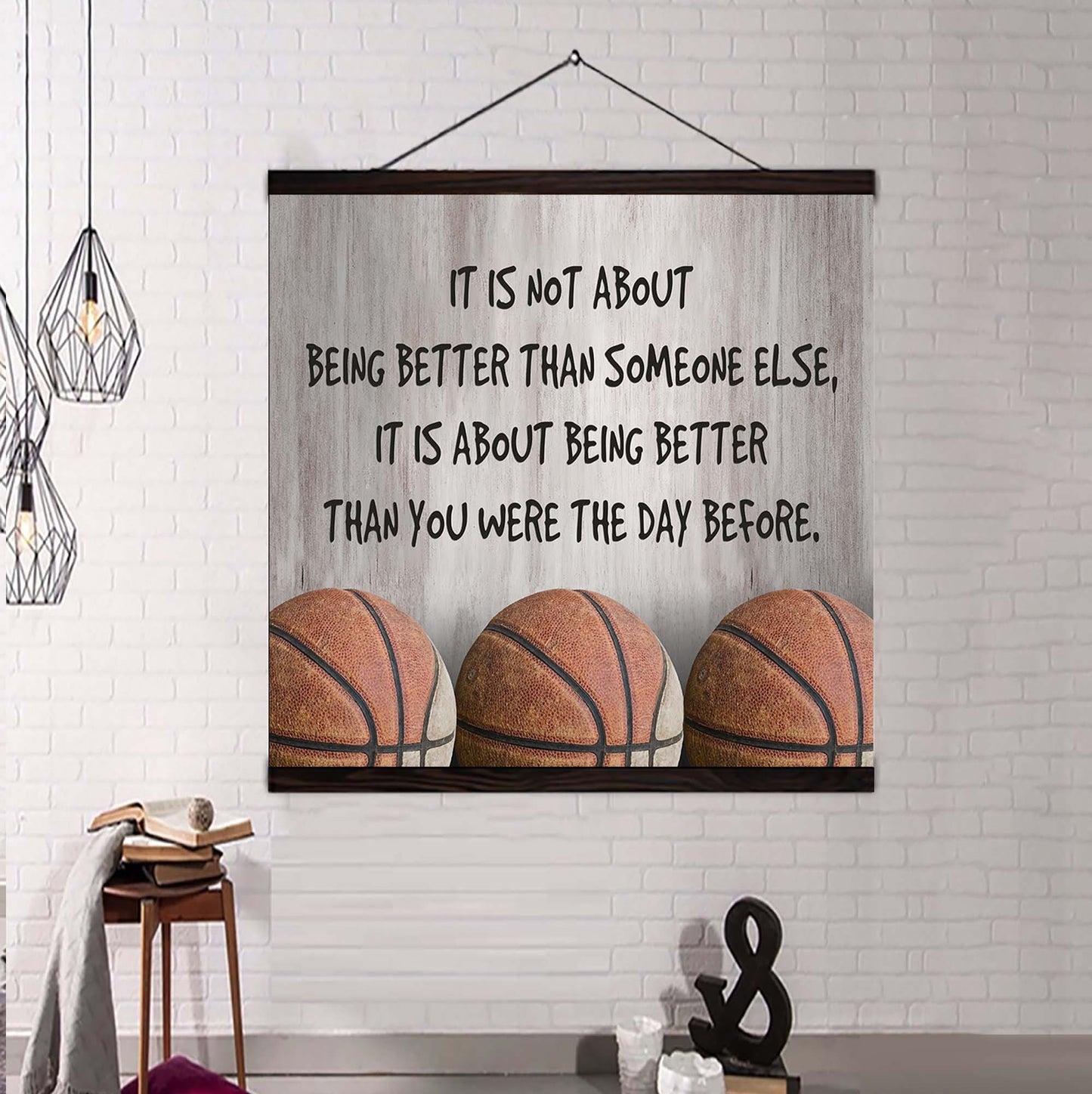 baseball square poster canvas it's not about being better than someone else it's about being better than you were the day before