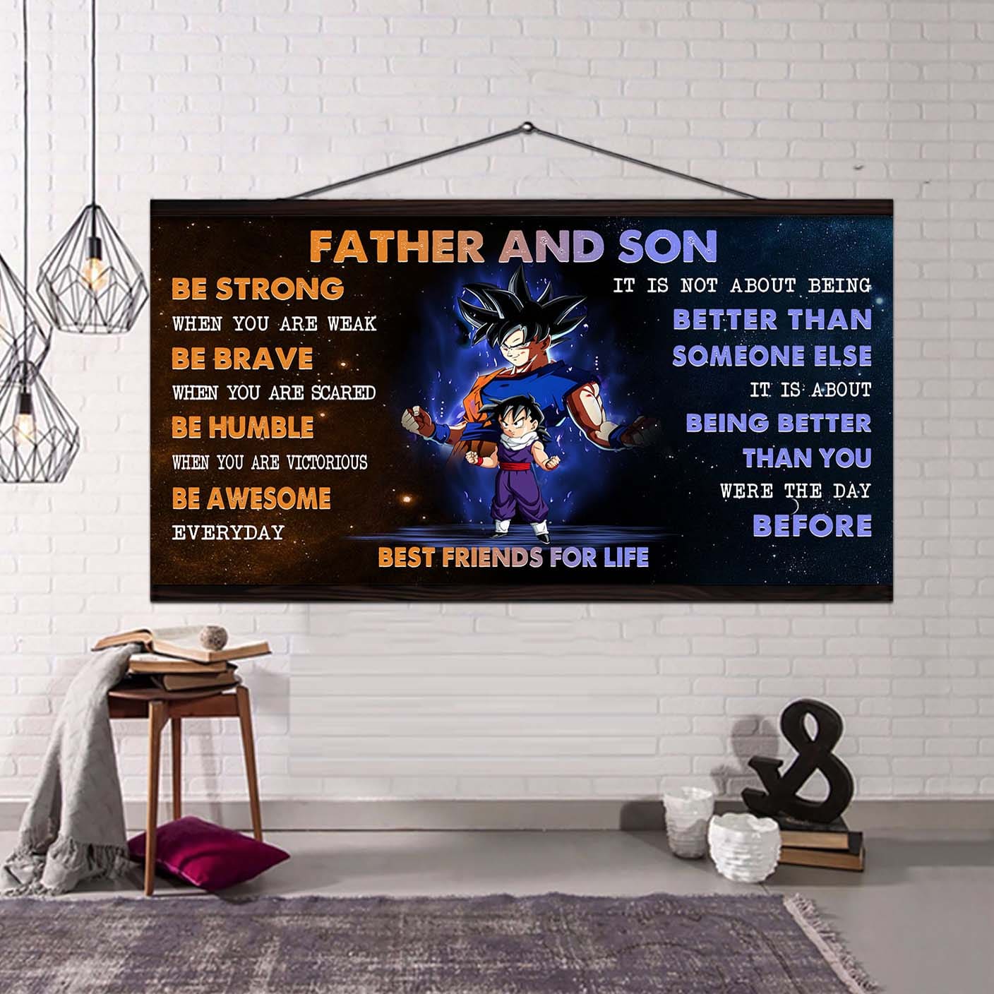 personalized gk to son poster canvas father and son best friends for life - message for your son gifts for him