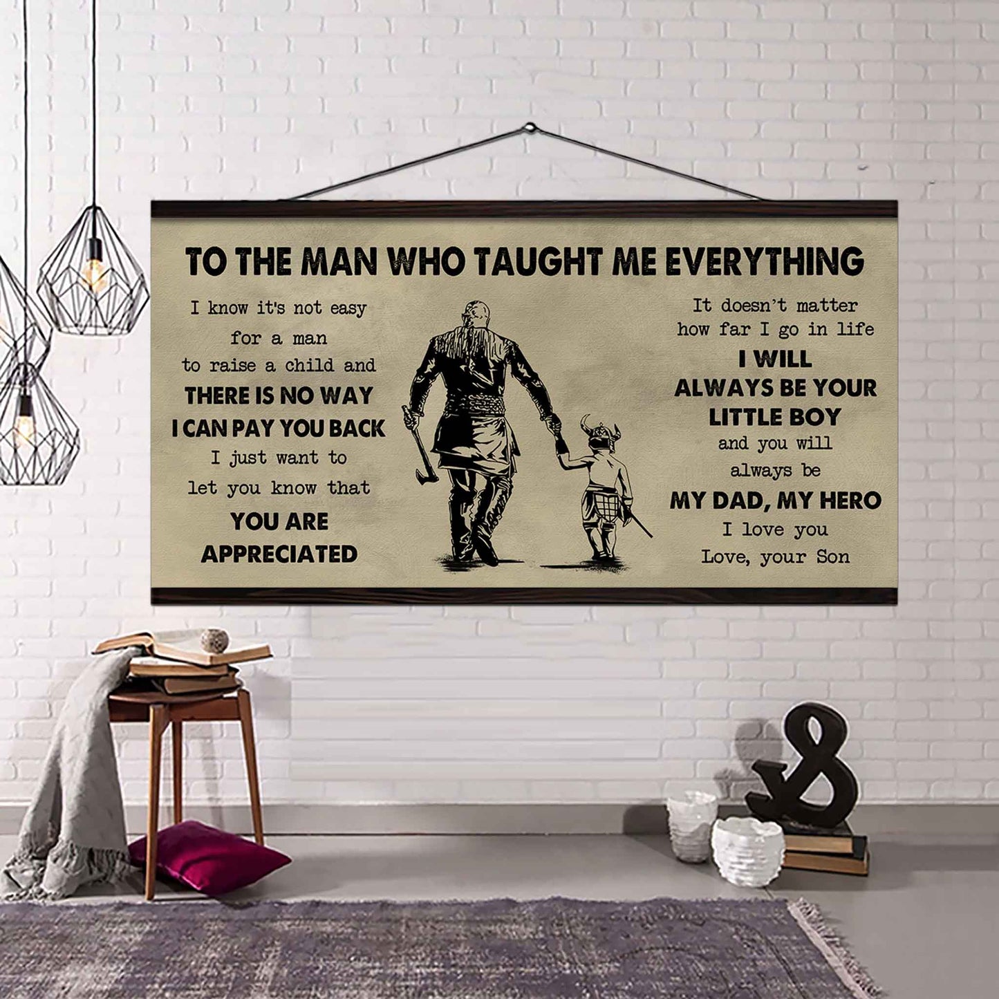 drb to the man who taught me everything - you will always be my hero poster canvas gift for father - photo upload