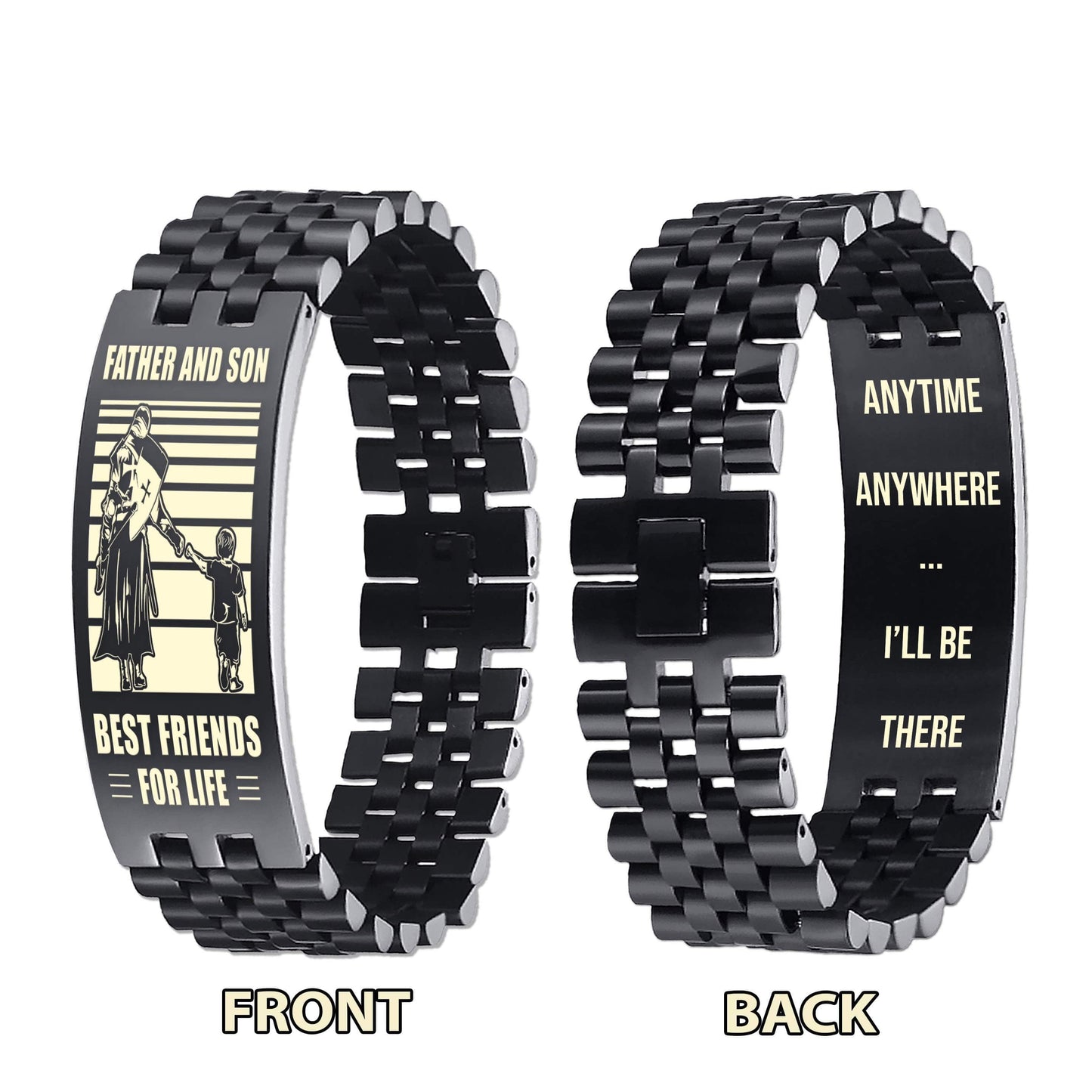 wbh biker personalized double sided bracelet father and son best friends for life - message on the back side