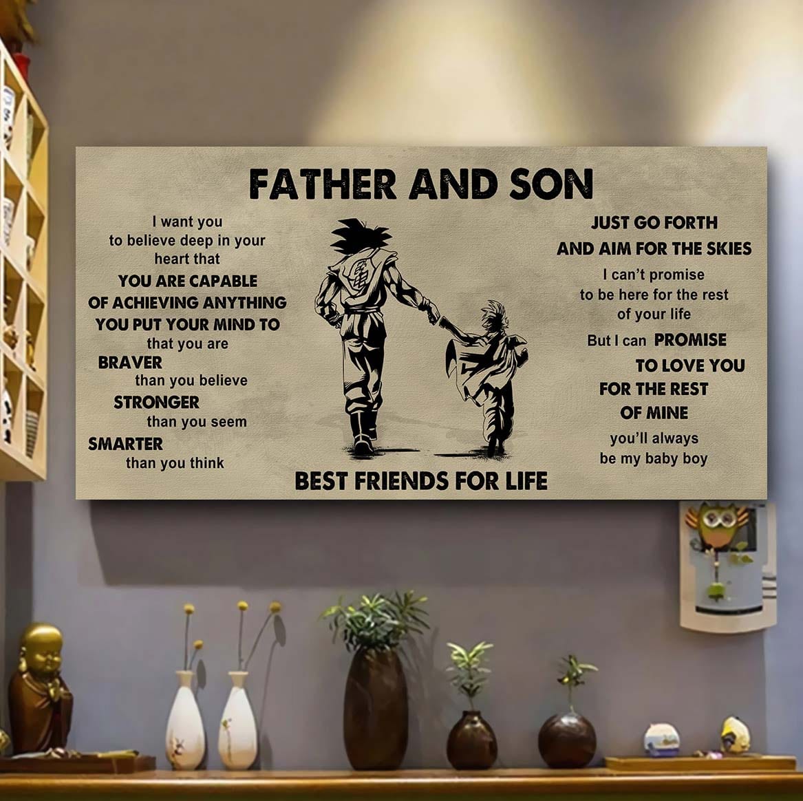 family photo upload father and son best friends for life  - that you are braver than you believe poster canvas gift for son from father