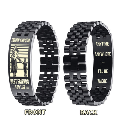 Samurai Personalized Double Sided Bracelet Father And Son Best Friends For Life - Message on the back side