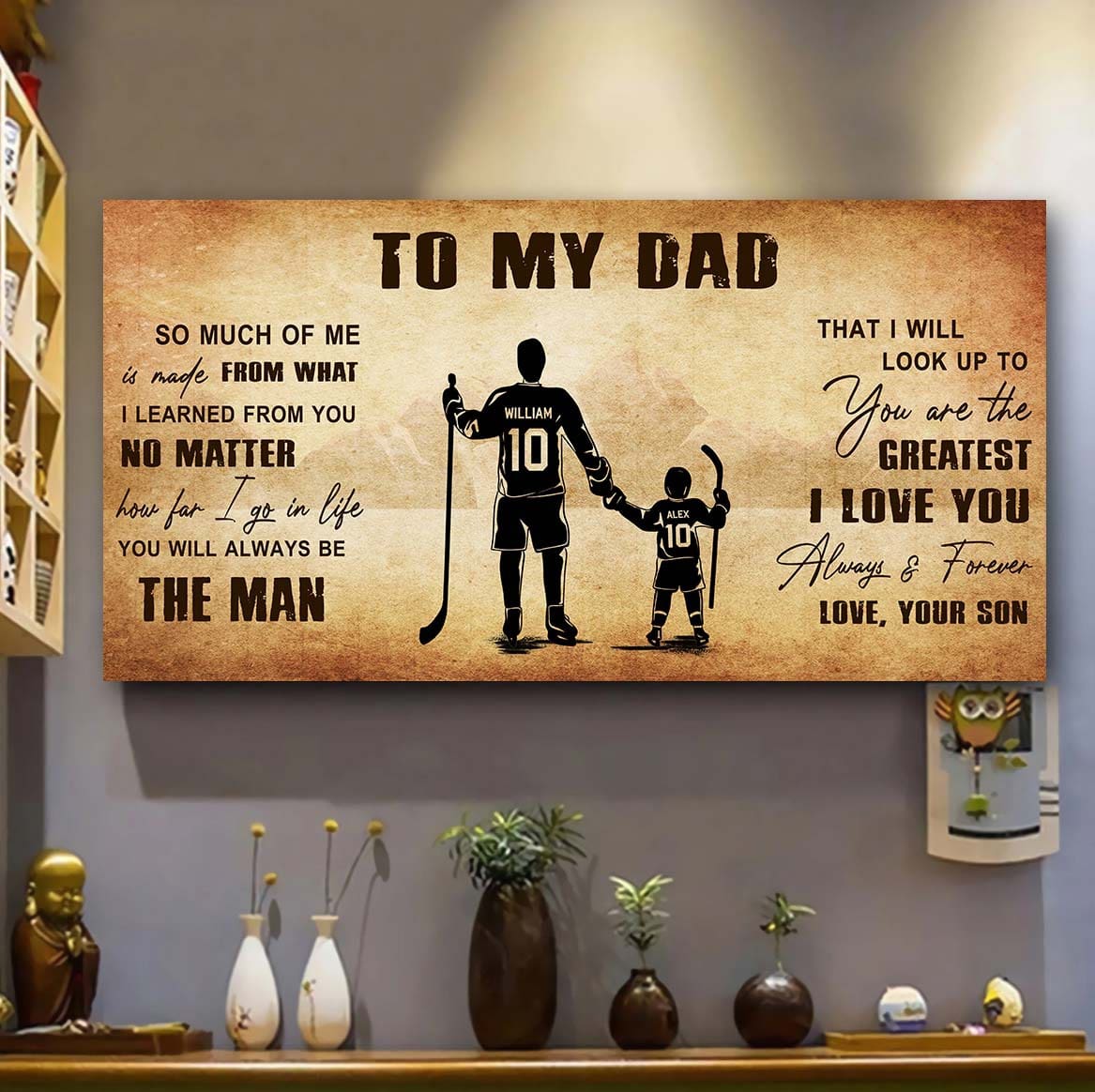 family to my dad - you are the greatest i love you poster canvas from son to father gifts for father