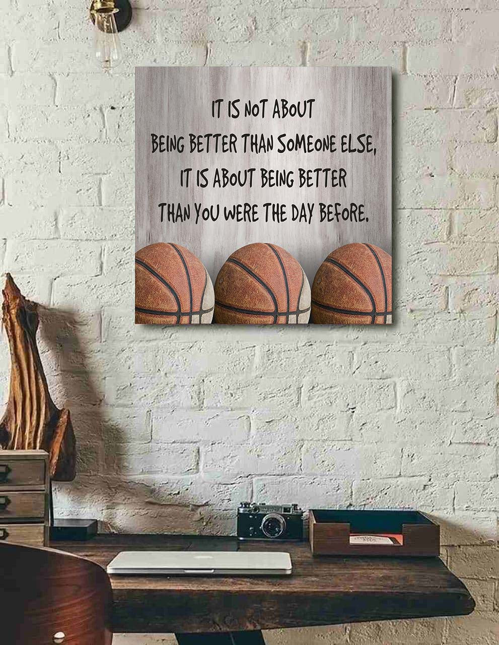 baseball square poster canvas it's not about being better than someone else it's about being better than you were the day before