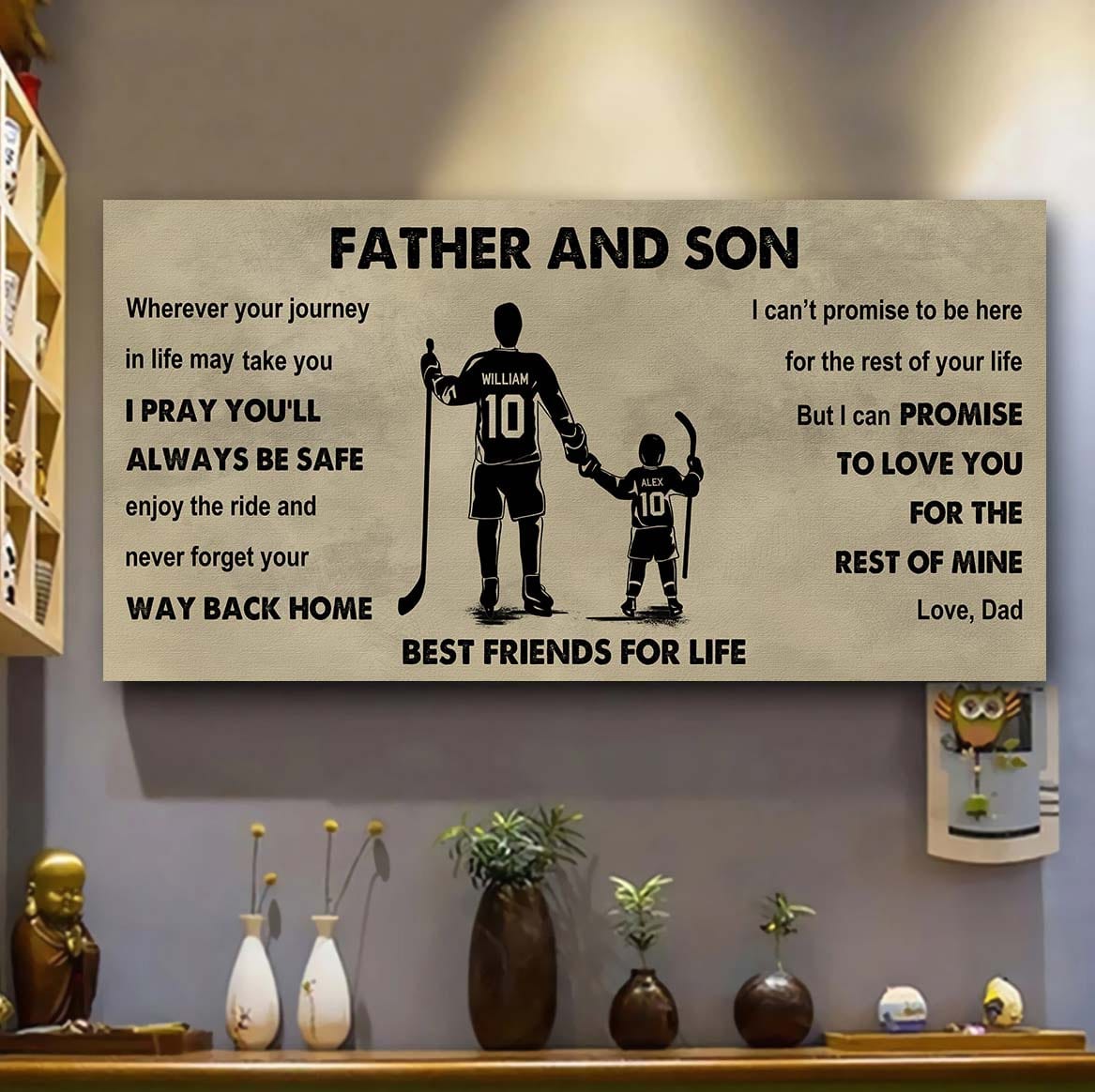 sport-family father and son best friends for life - ver 2 never forget your way back home poster canvas gift for son from father