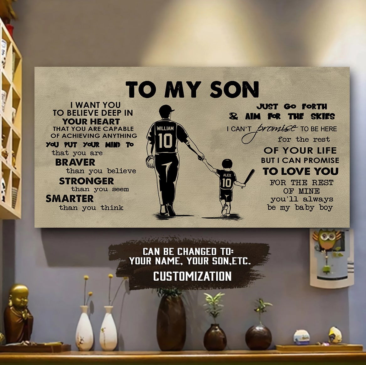 baseball to my son- i want you to believe- canvas poster