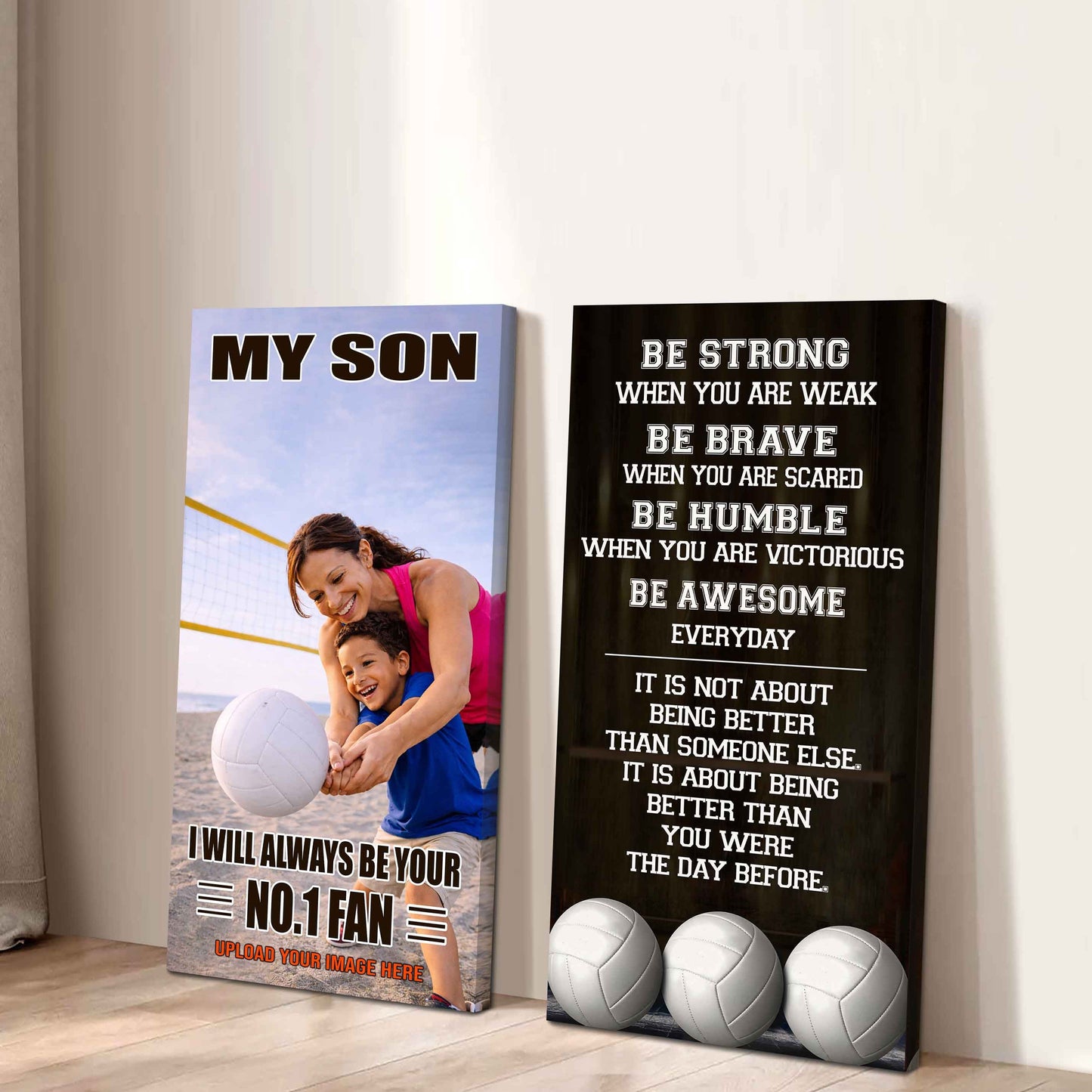 Baseball-My Son Be Strong When You Are Weak Be Awesome Everyday Set 2 Canvas Wall Art From Mom To Son