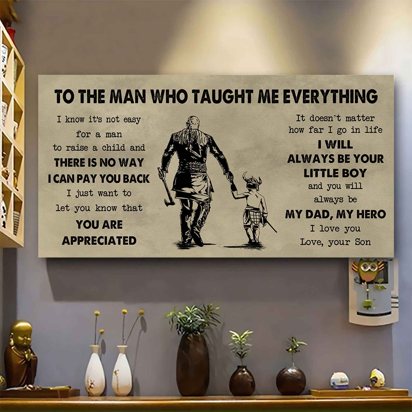drb to the man who taught me everything - you will always be my hero poster canvas gift for father - photo upload