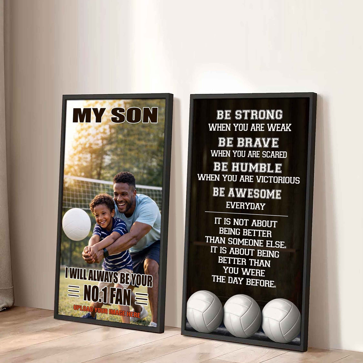 Baseball- My Son Be Strong When You Are Weak Be Awesome Everyday Set 2 Canvas Wall Art From Dad To Son
