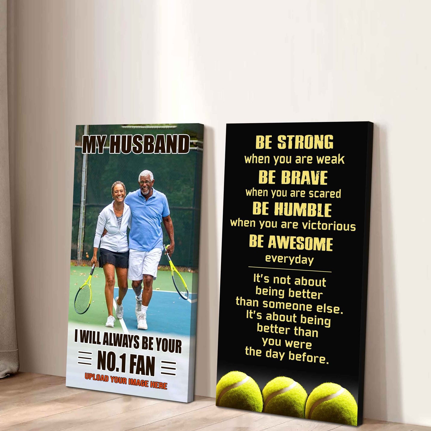 Sport Couple To My Husband Be Strong When You Are Weak Be Awesome Everyday Set 2 Canvas Wall Art