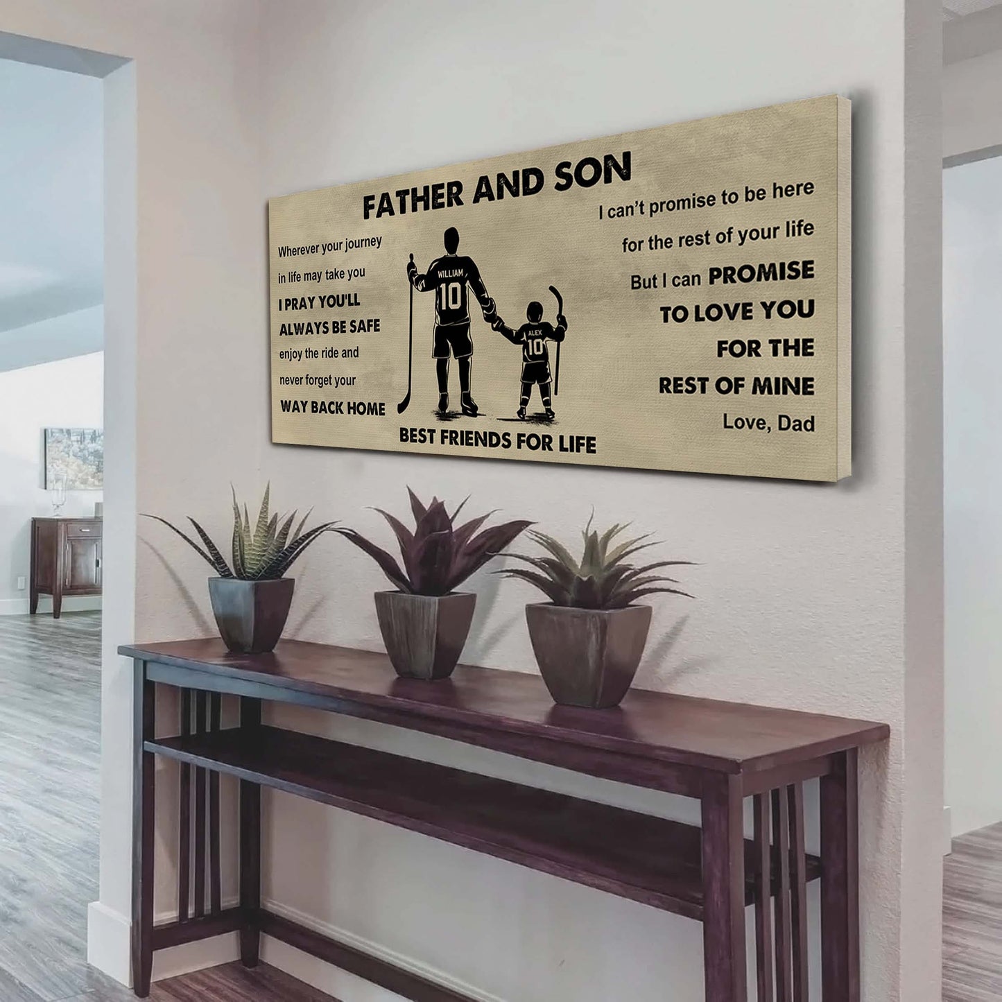 sport-family father and son best friends for life - ver 2 never forget your way back home poster canvas gift for son from father