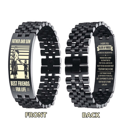 GK STO Personalized Double Sided Bracelet Father And Son Best Friends For Life - Message on the back side