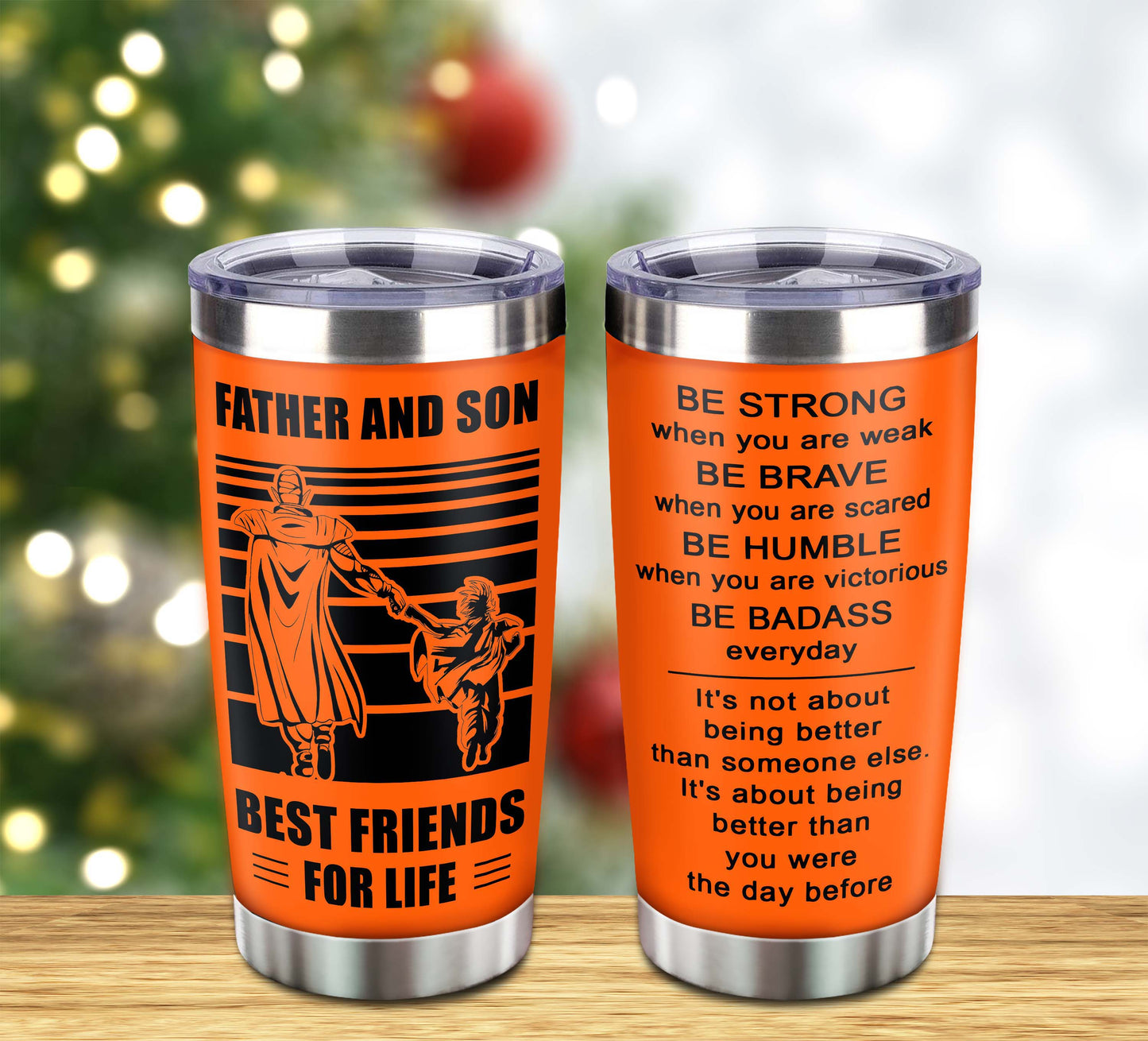 wbh customizable drb tumbler, gifts from dad to son father and son best friend for life with inspriration message