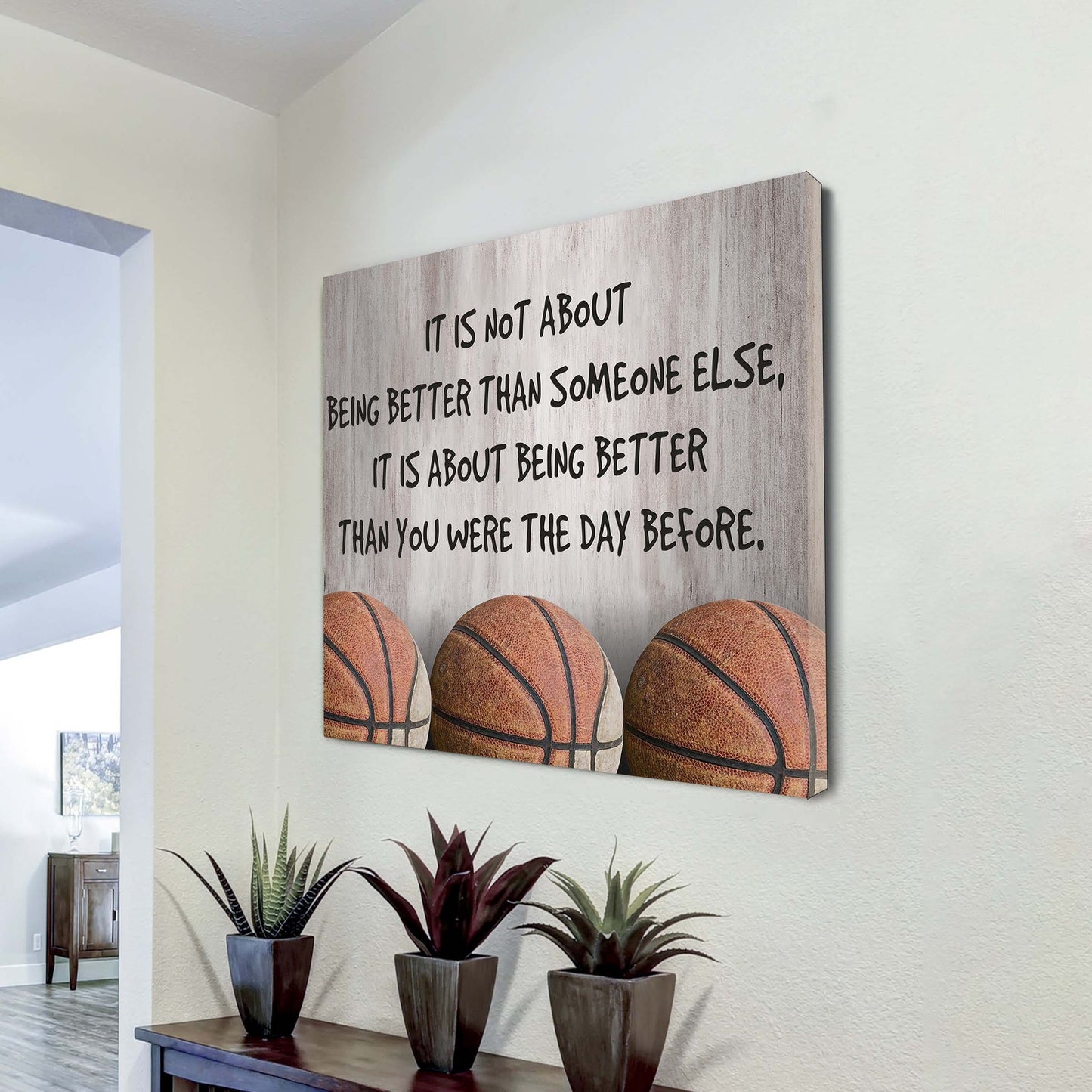 basketball square poster canvas it's not about being better than someone else it's about being better than you were the day before