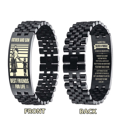 STO Spartan Personalized Double Sided Bracelet Father And Son Best Friends For Life - Message on the back side