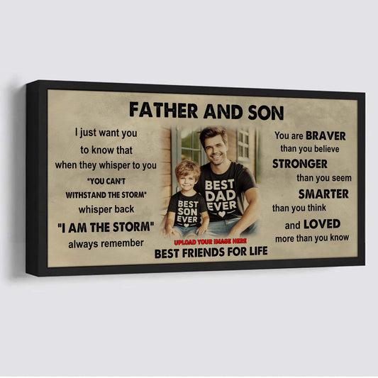 Ver 2 FAMILY-PHOTO UPLOAD VGT Father And Son Best Friends For Life - I Am The Storm Poster Canvas Gift For Son From Father