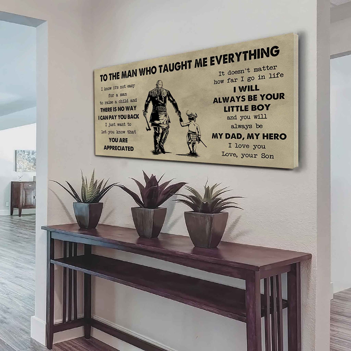 drb to the man who taught me everything - you will always be my hero poster canvas gift for father - photo upload