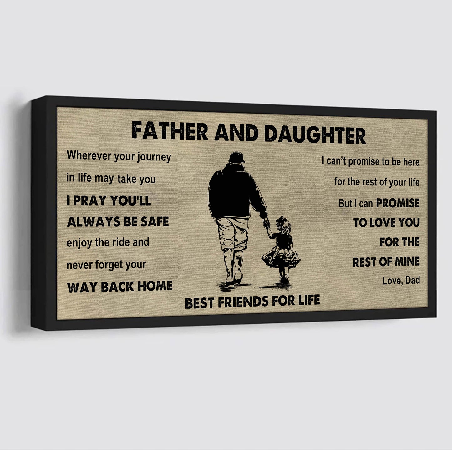 biker father and daughter best friends for life - ver 2 never forget your way back home poster canvas gift for daughter from father