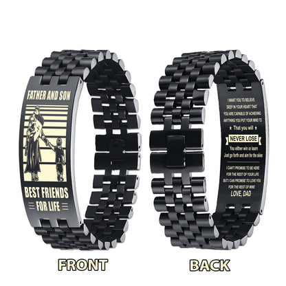 GK STO Personalized Double Sided Bracelet Father And Son Best Friends For Life - Message on the back side