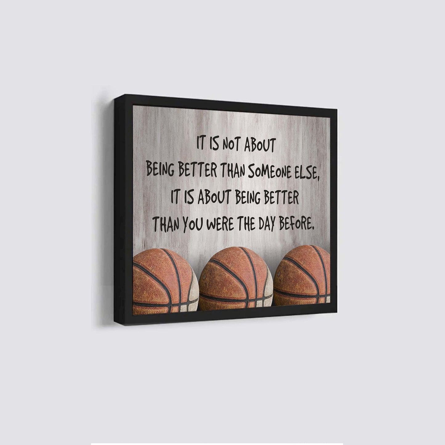 baseball square poster canvas it's not about being better than someone else it's about being better than you were the day before