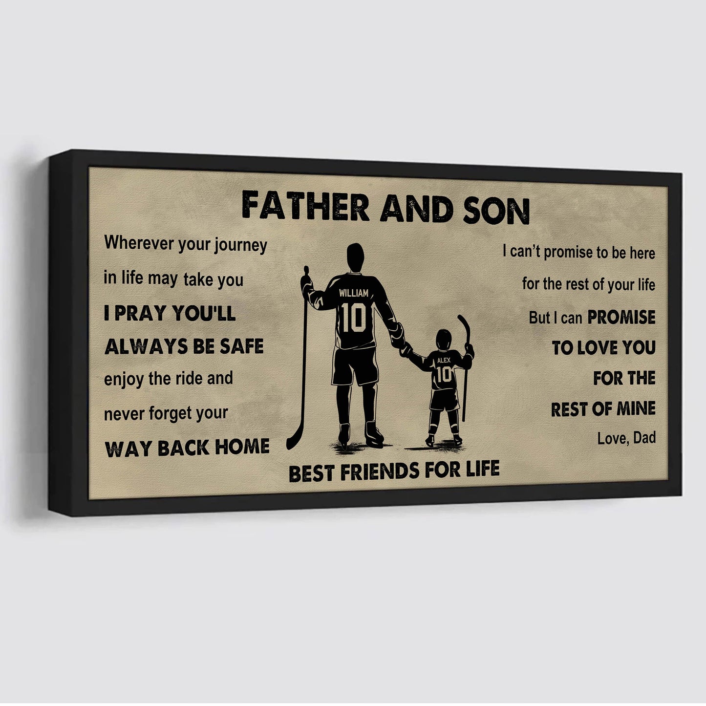 sport-family father and son best friends for life - ver 2 never forget your way back home poster canvas gift for son from father