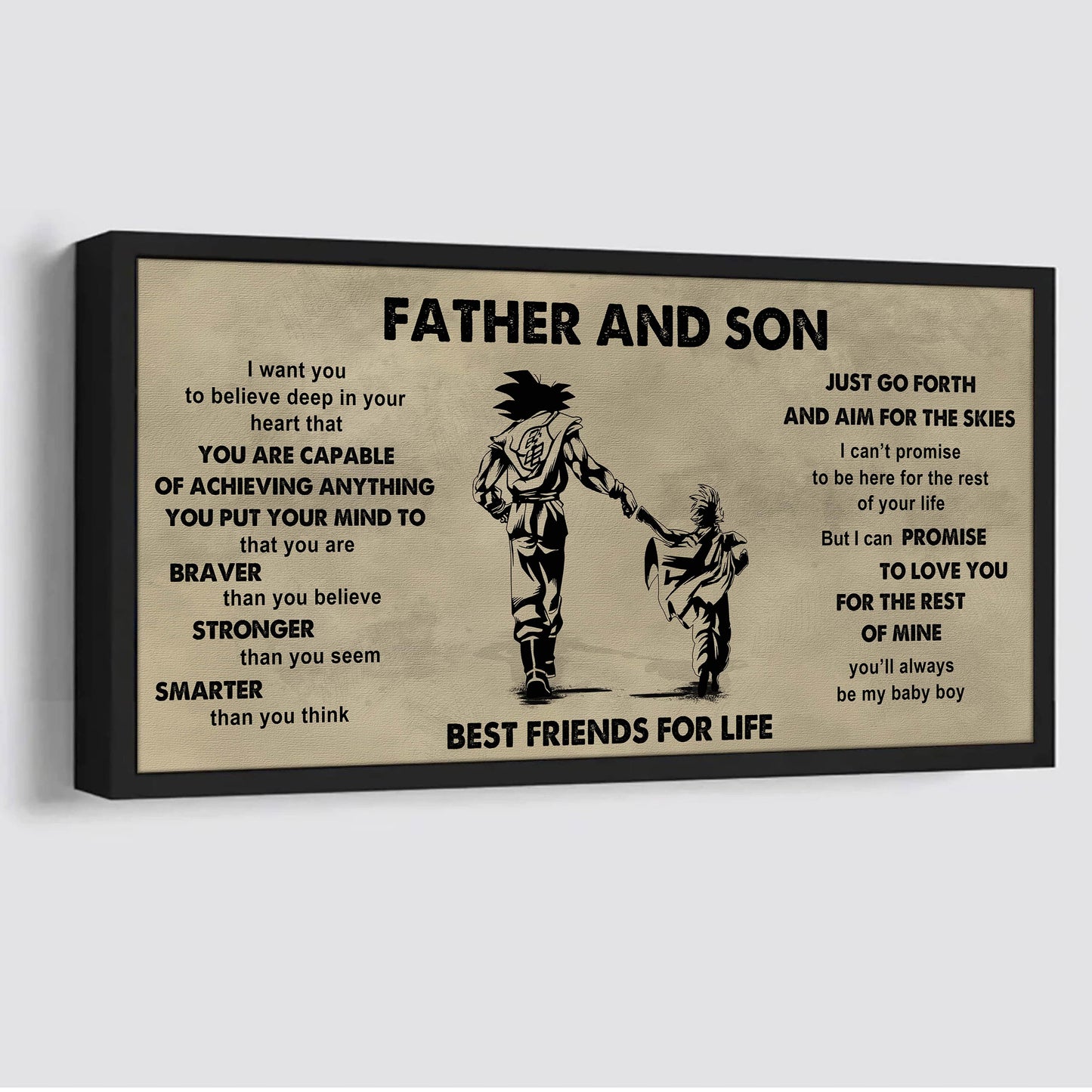 drb gk father and son best friends for life  - that you are braver than you believe poster canvas gift for son from father