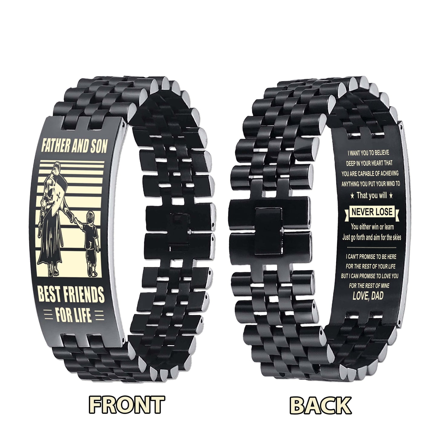 samurai personalized double sided bracelet father and son best friends for life - message on the back side