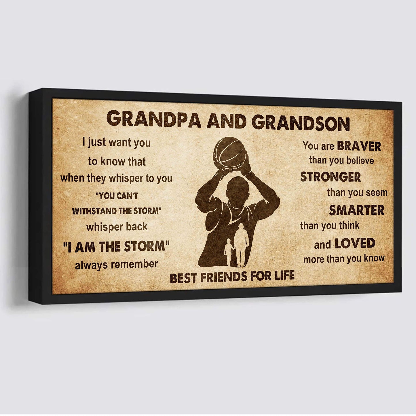 personalized grandpa to grandson poster canvas father and son best friends for life - message for your grandson gifts for him