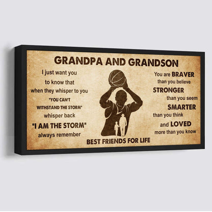 Personalized Grandpa To Grandson Poster Canvas Father And Son Best Friends For Life - Message For Your Grandson Gifts For Him