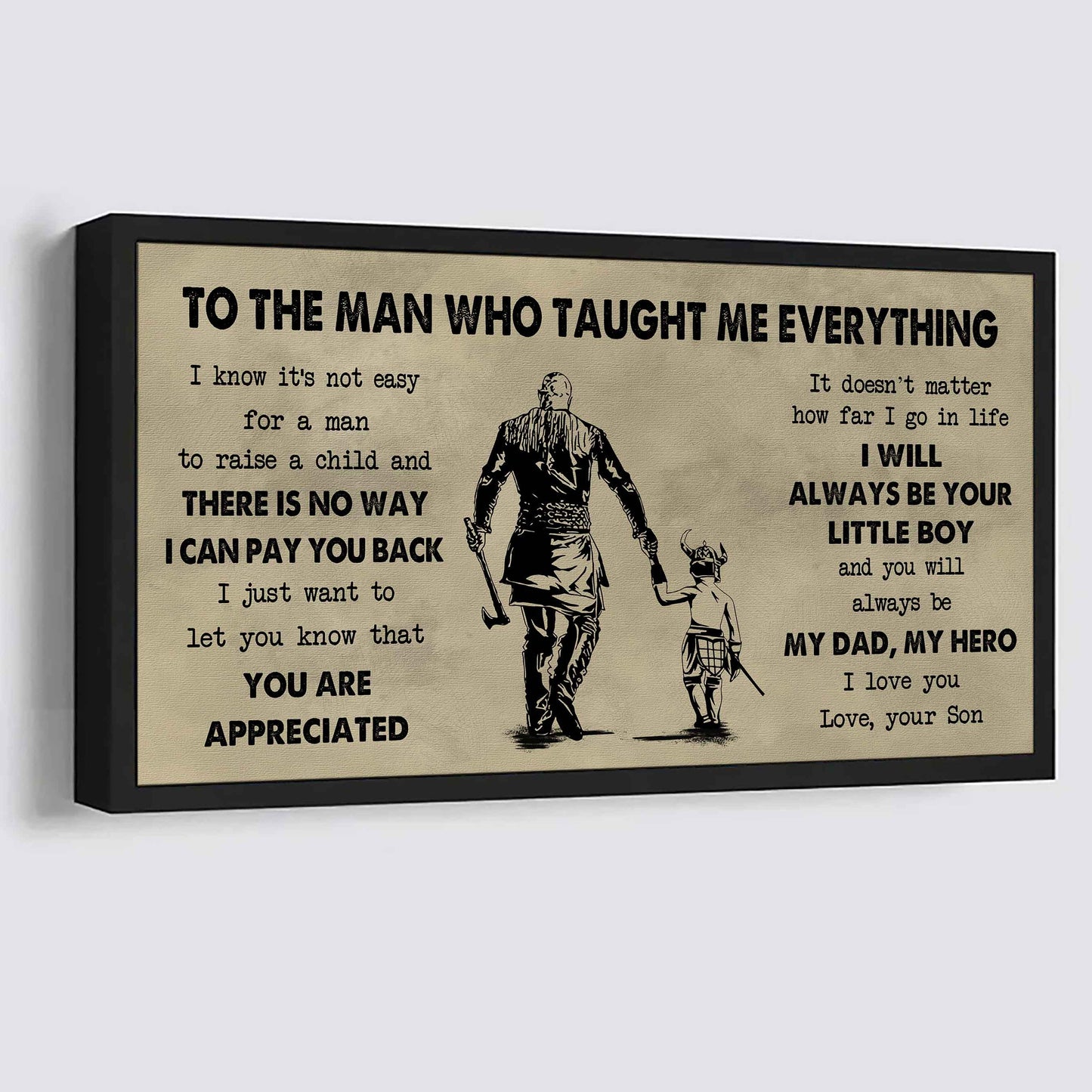 drb to the man who taught me everything - you will always be my hero poster canvas gift for father - photo upload