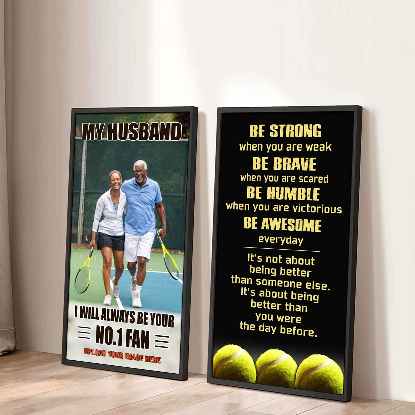Sport Couple To My Husband Be Strong When You Are Weak Be Awesome Everyday Set 2 Canvas Wall Art