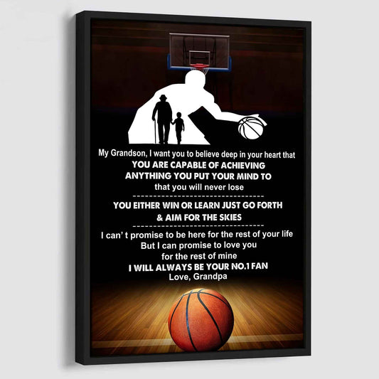 Sport Poster Canvas Granpa To Grandson - That You Will Never Lose You Either Win Or Learn I Will Always Your No 1 Fan