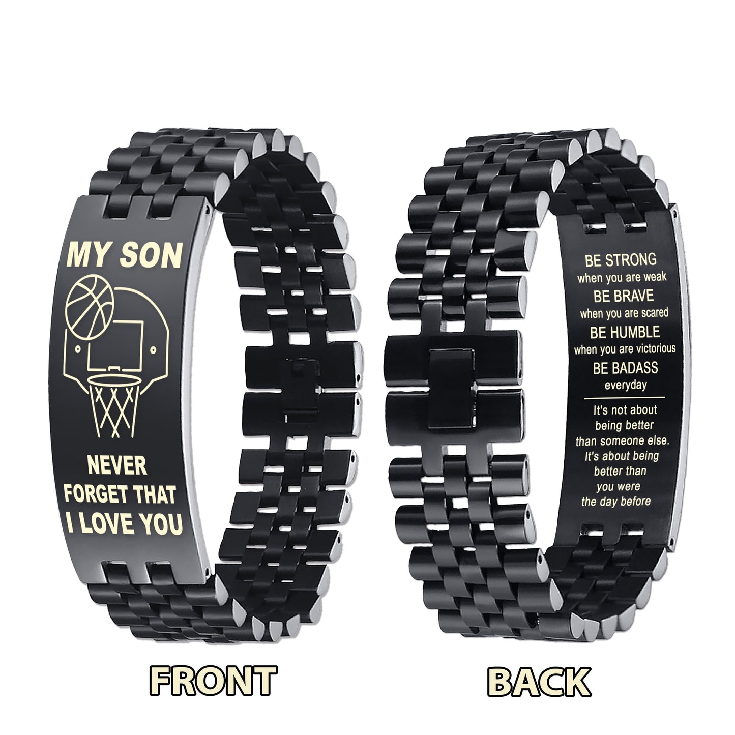 ds1-customizable basketball bracelet, gifts from dad mom to son- i hope you believe in yourself