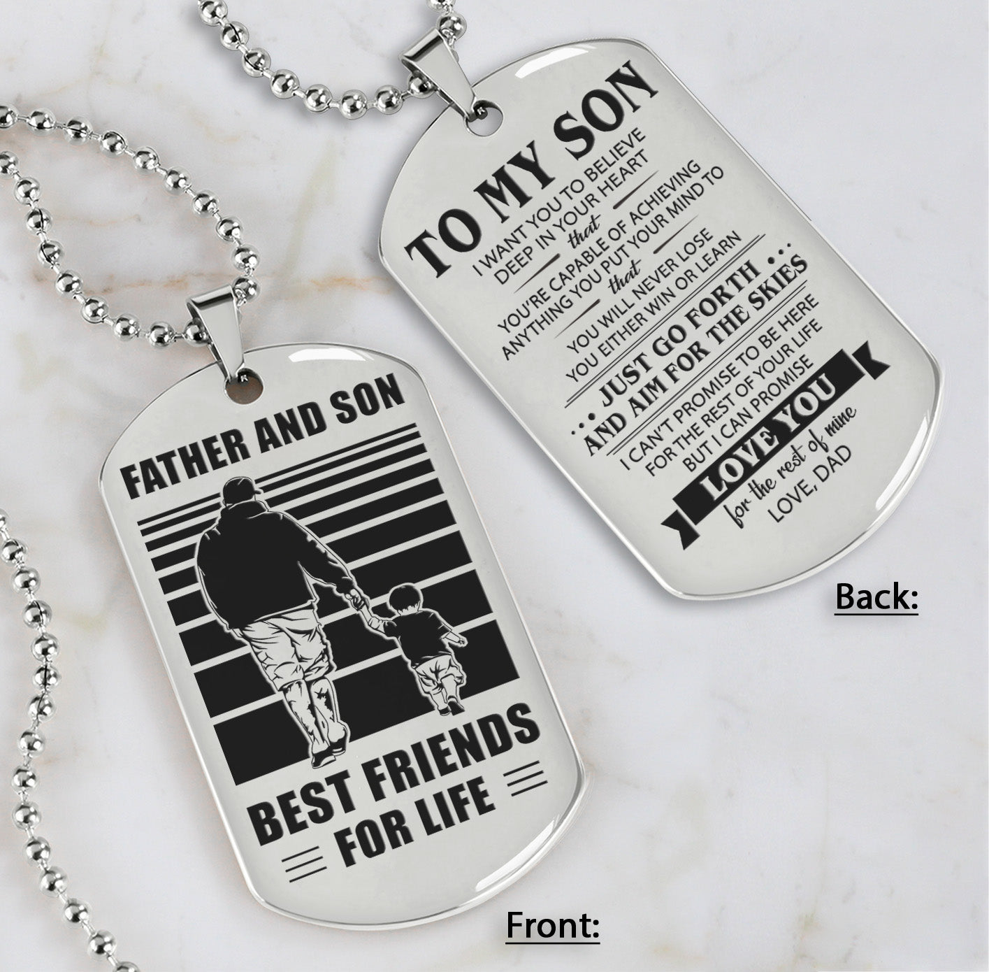 hm12 - customizabled double sided dog tag father and son best friends for life