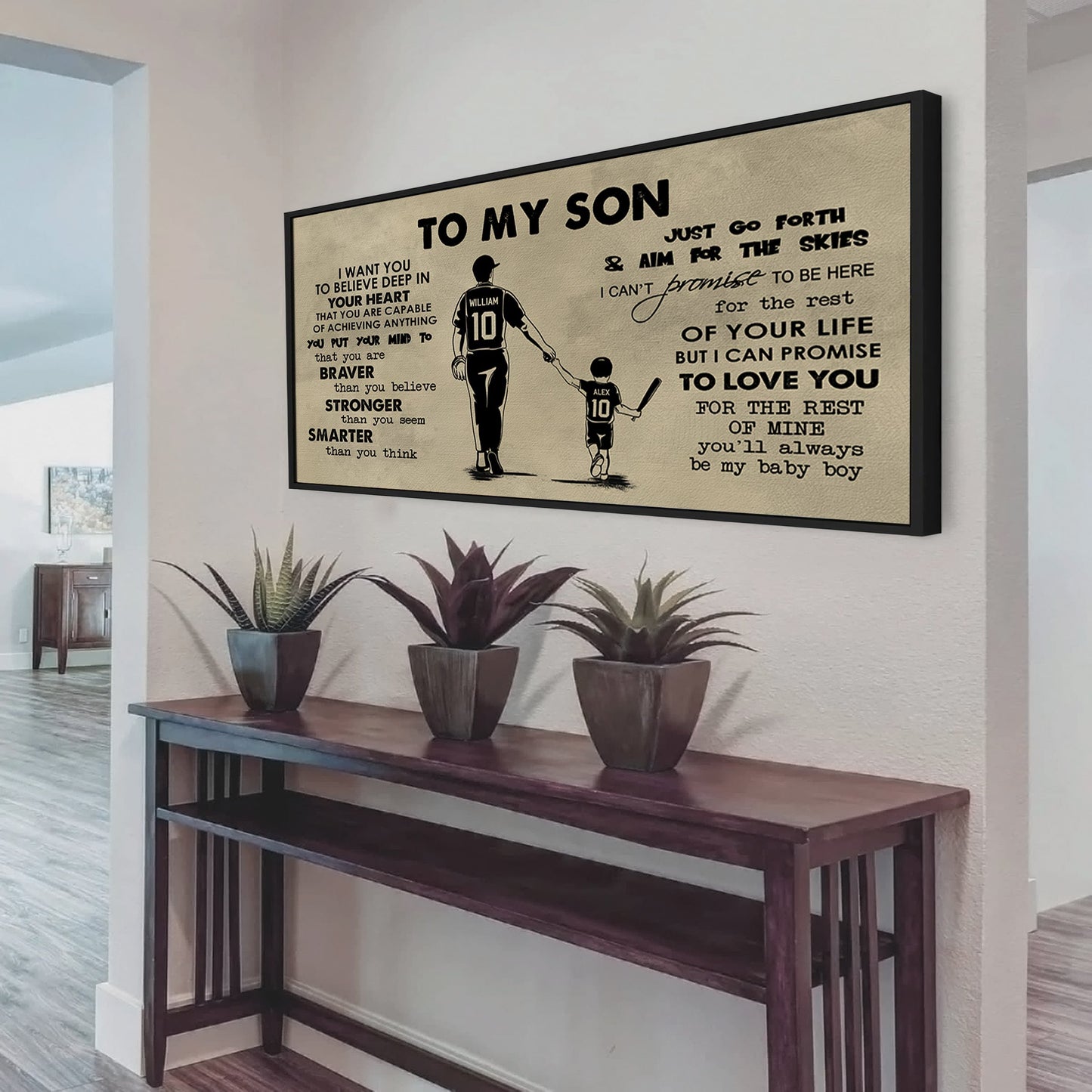 baseball to my son- i want you to believe- canvas poster