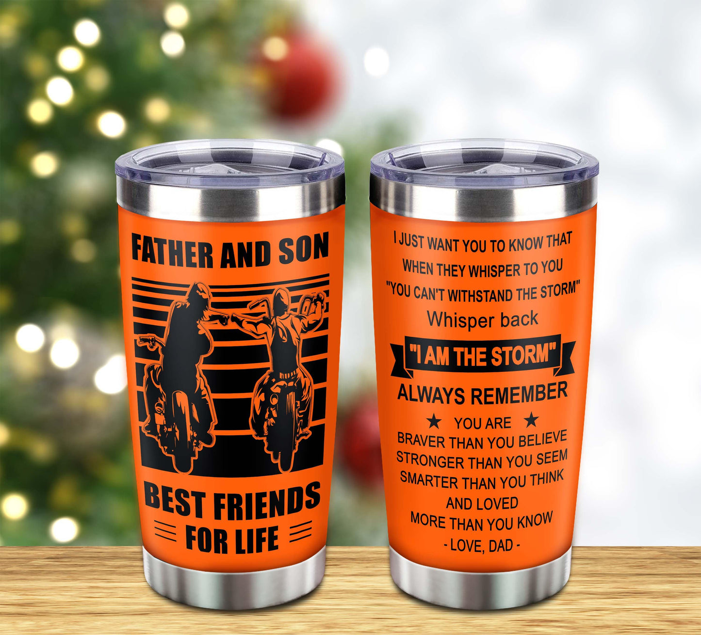 customizable soccer tumbler, gifts from dad to son father and son best friend for life with inspriration message