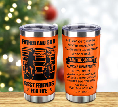 Customizable Soccer Tumbler, Gifts From Dad To Son Father And Son Best Friend For Life With Inspriration Message