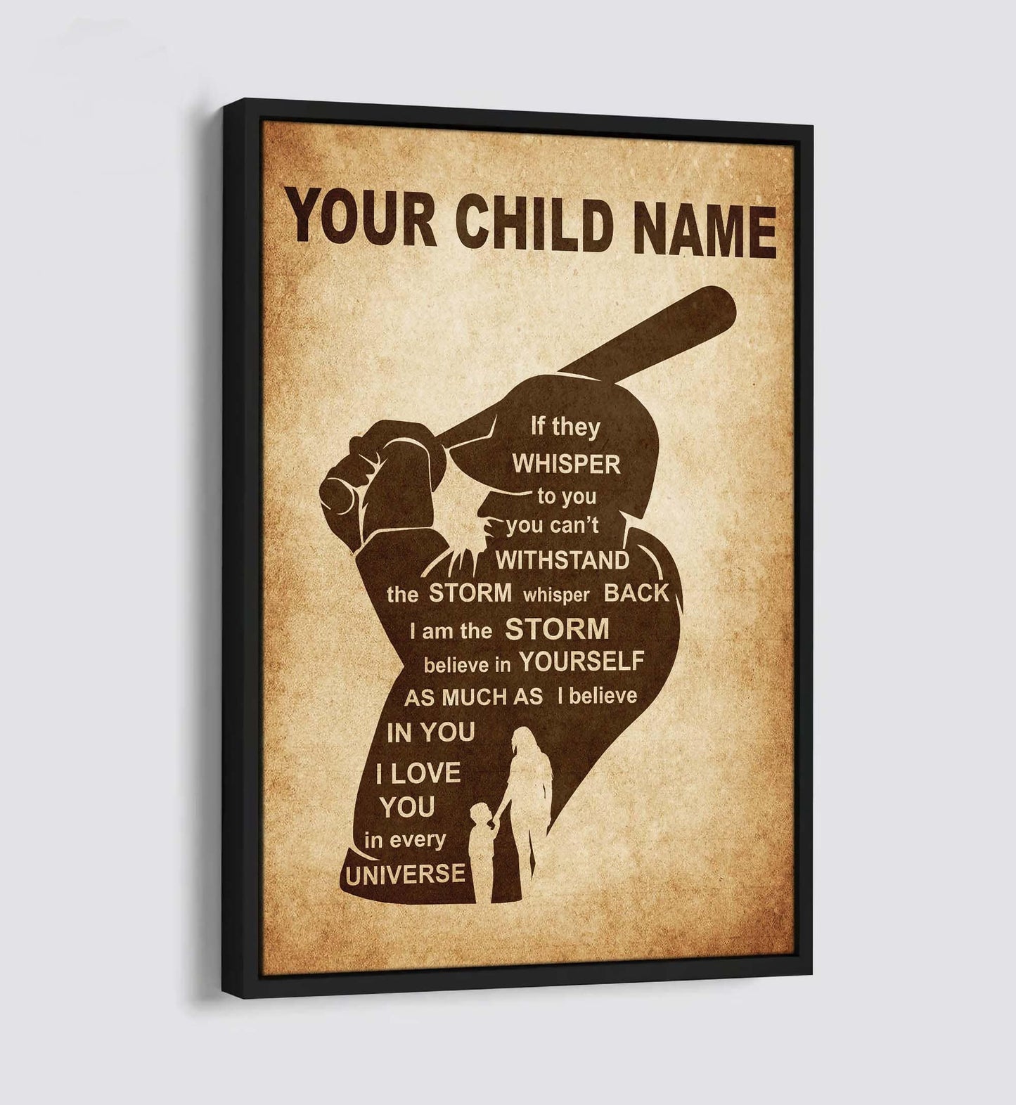 personalized your child name from mom to son basketball poster canvas if they whisper to you - i love you in every universe