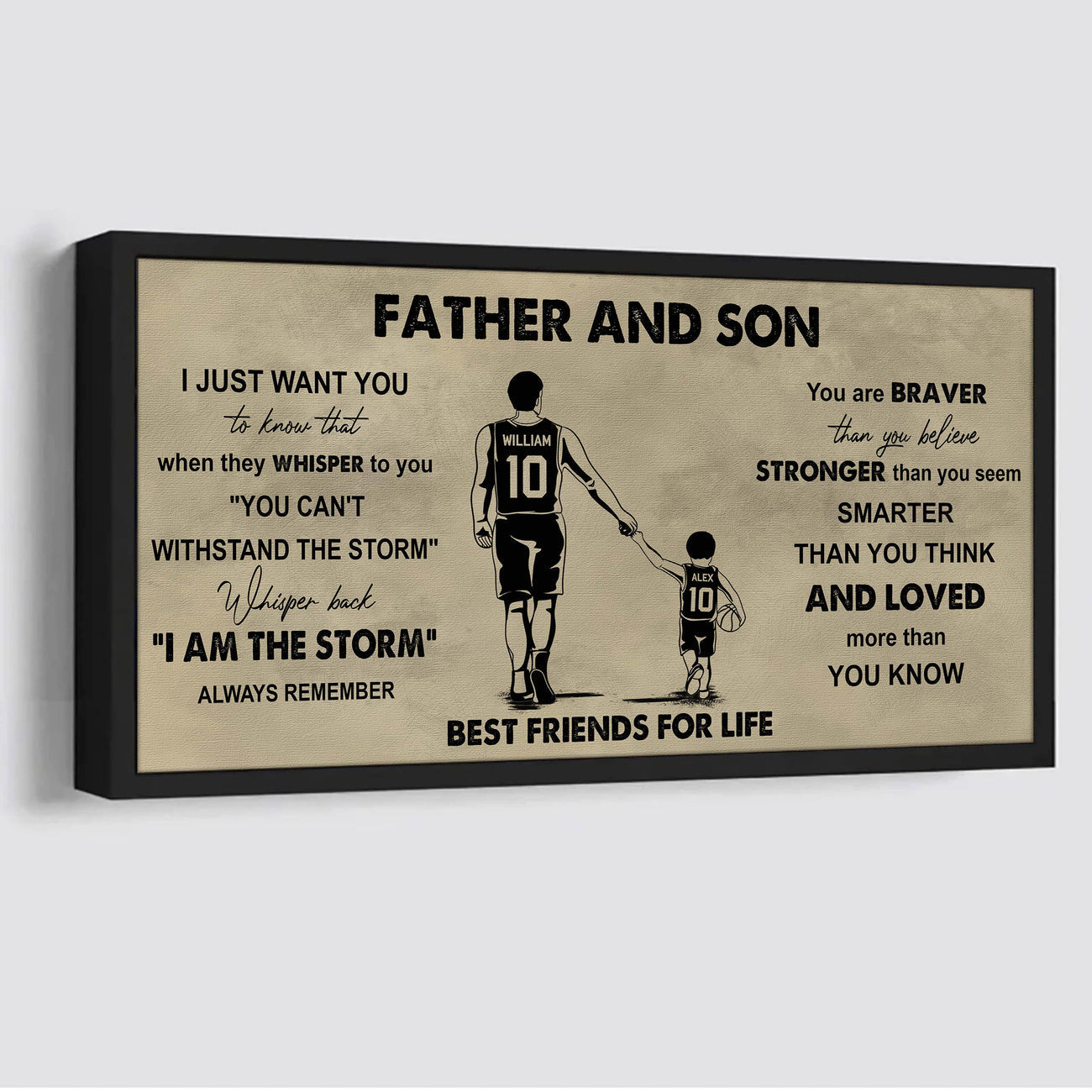 drb father and son best friends for life - i am the storm poster canvas gift for son from father-photo upload