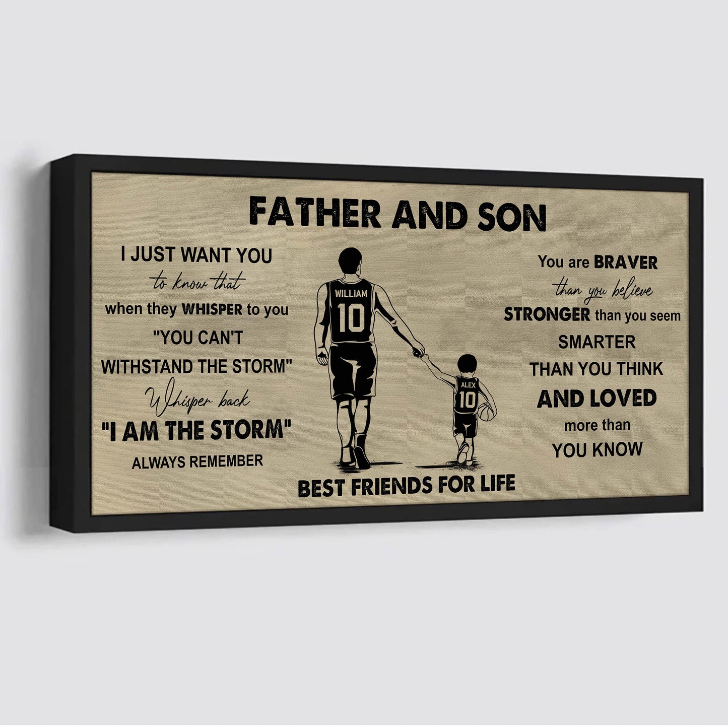 hockey father and son best friends for life - i am the storm poster canvas gift for son from father