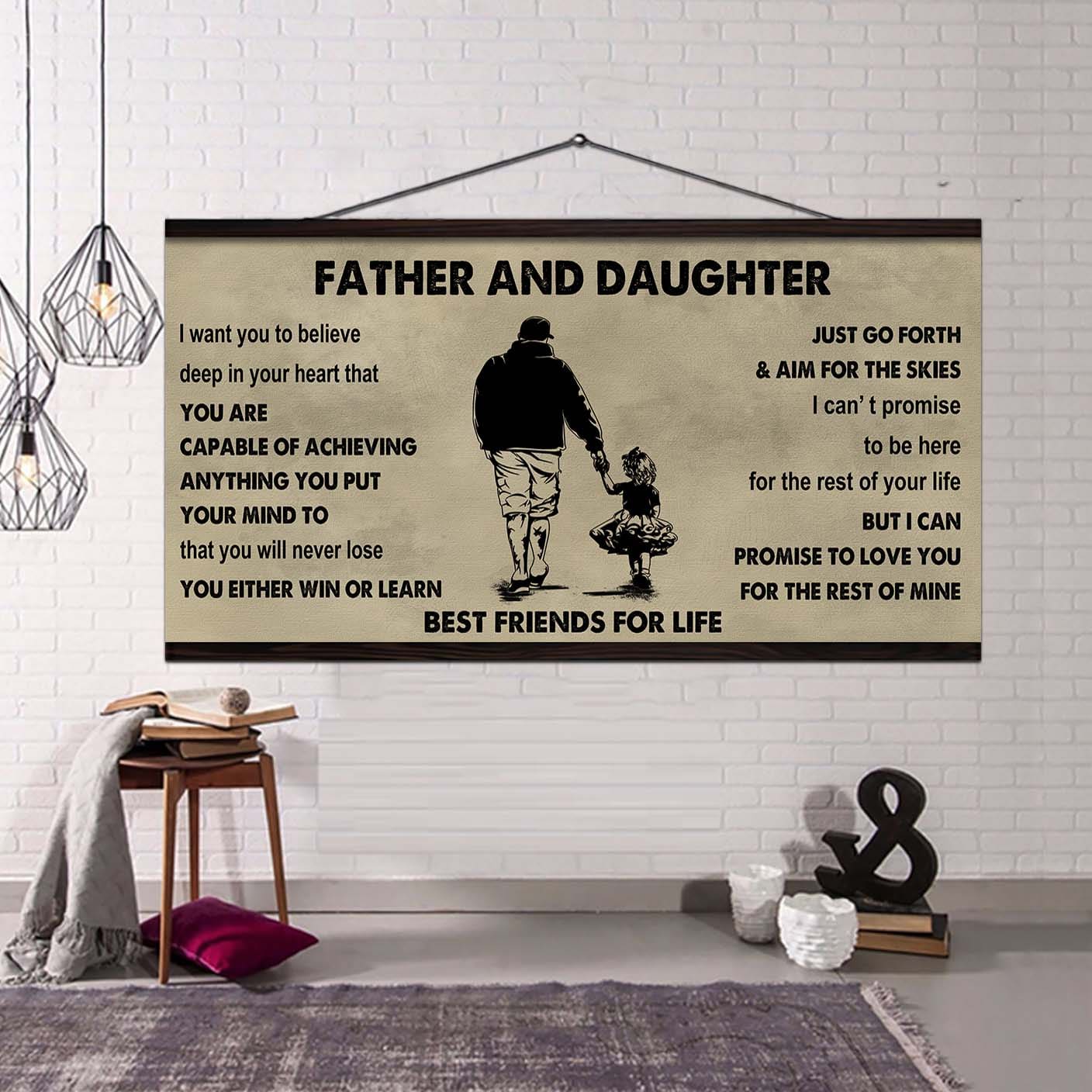 biker father and daughter best friends for life - ver 2 you will never lose poster canvas gift for daughter from father