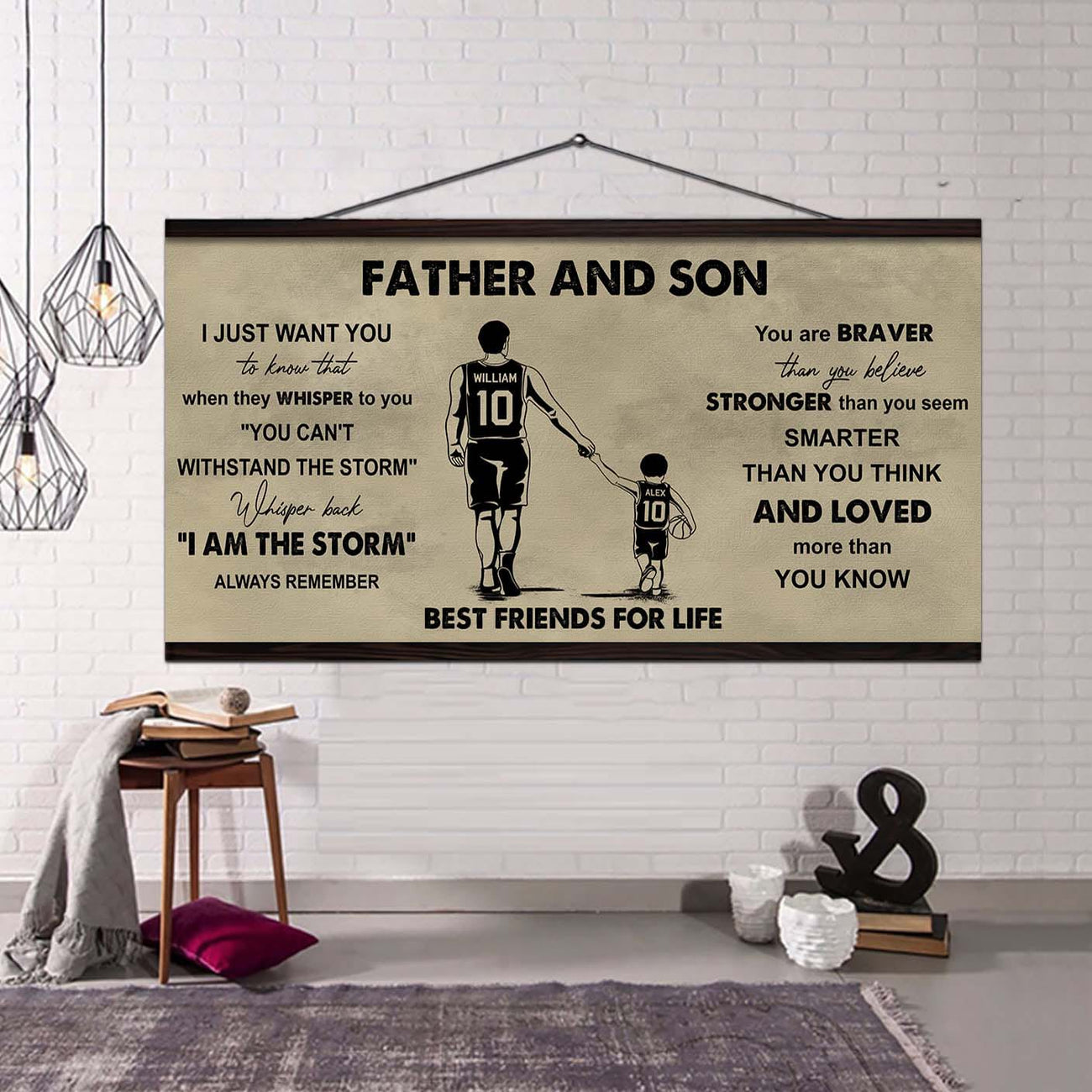 drb father and son best friends for life - i am the storm poster canvas gift for son from father