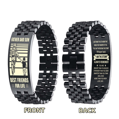 Samurai Personalized Double Sided Bracelet Father And Son Best Friends For Life - Message on the back side