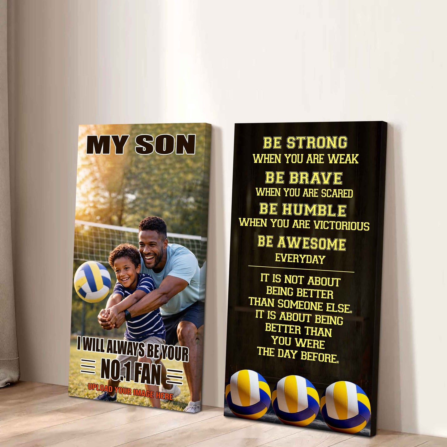 Baseball- My Son Be Strong When You Are Weak Be Awesome Everyday Set 2 Canvas Wall Art From Dad To Son