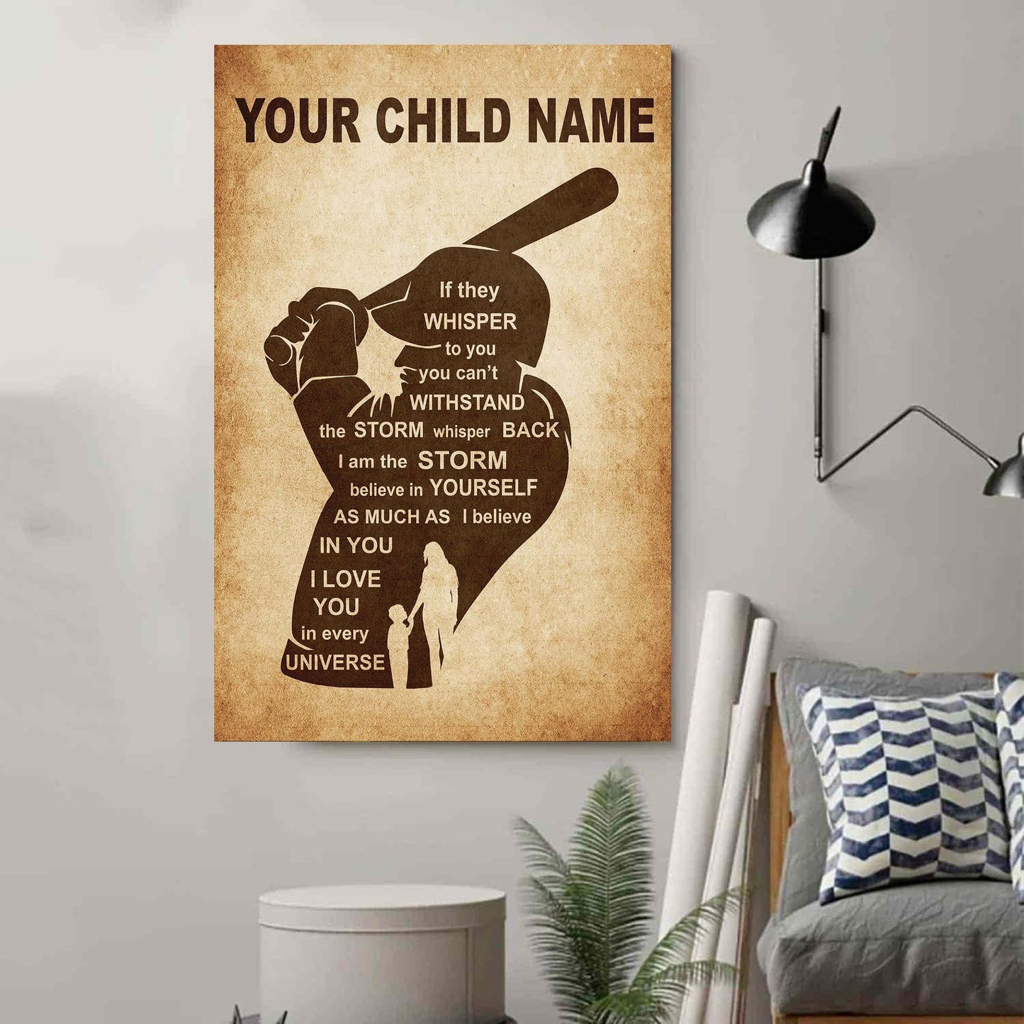 personalized your child name from mom to son basketball poster canvas if they whisper to you - i love you in every universe