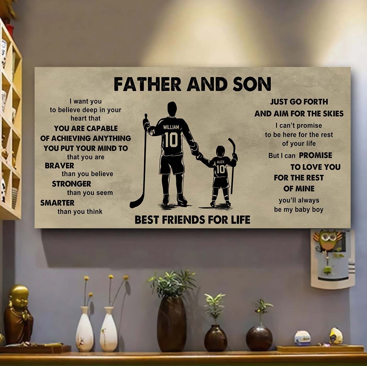 sport - family father and son best friends for life - that you are braver than you believe poster canvas gift for son from father