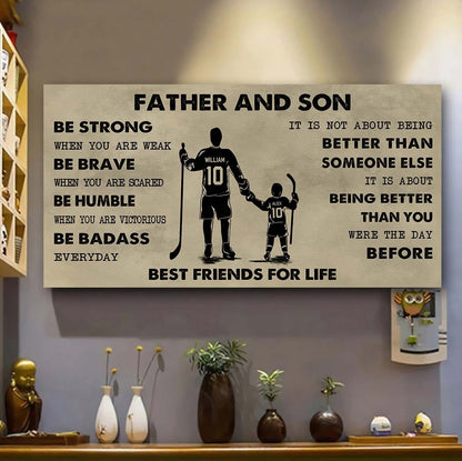 Sport-Family Father And Son Best Friends For Life - Be Strong When You Are Weak Poster Canvas Gift For Son From Father