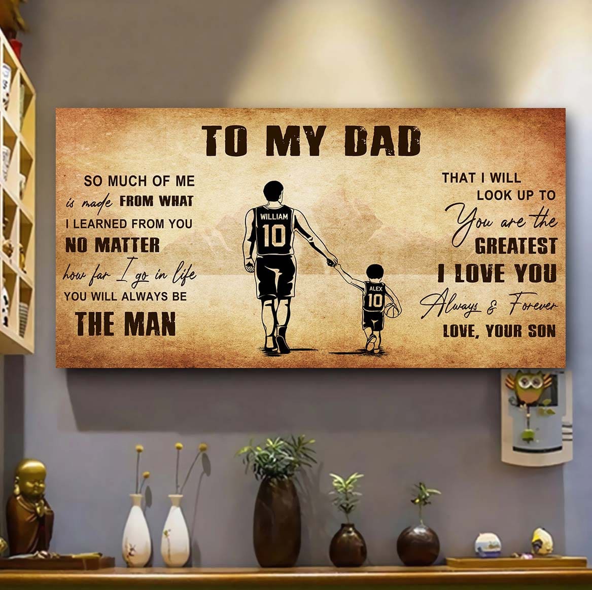 family to my dad - you are the greatest i love you poster canvas from son to father gifts for father