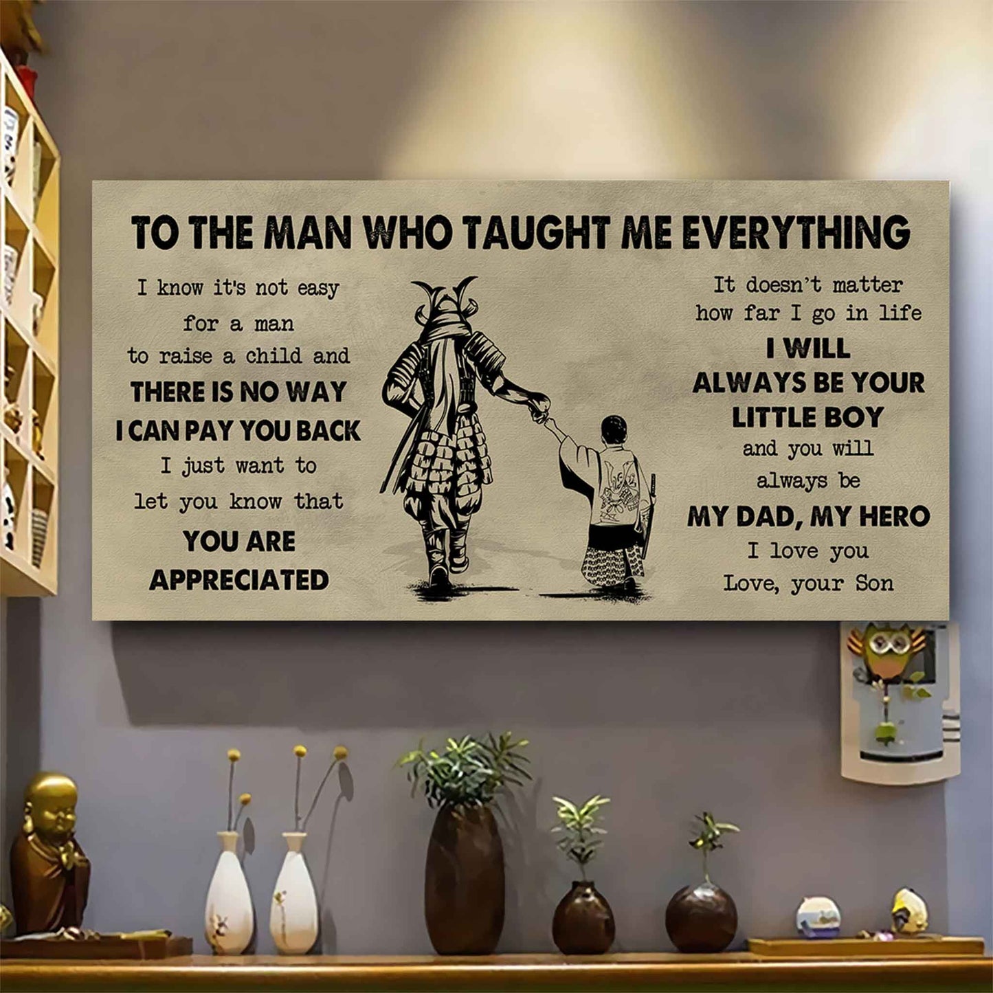drb to the man who taught me everything - you will always be my hero poster canvas gift for father - photo upload